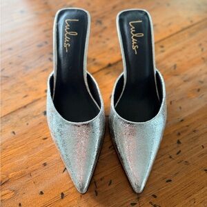 Lulu's Metallic Silver Pointed Mules